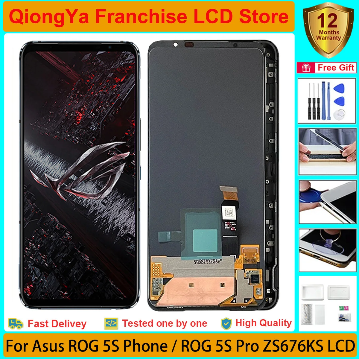 Nuovo Display Rog5S Originale Testato Da 6.78 "Per Asus Rog 5S Phone 5S Pro Zs676Ks Con Cornice Lcd E Touch Screen Digitizer Assembly