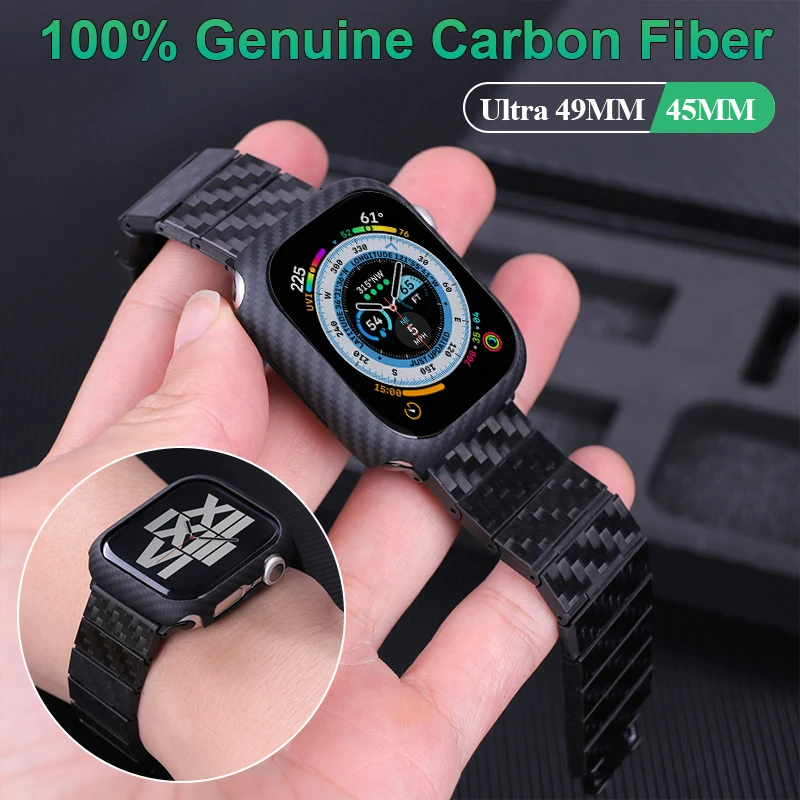 Per Apple Watch Ultra 49Mm 45Mm 100% Cinturino In Vera Fibra Di Carbonio Per Iwatch Series 8 7 45Mm Braccialetto Leggero Aziendale