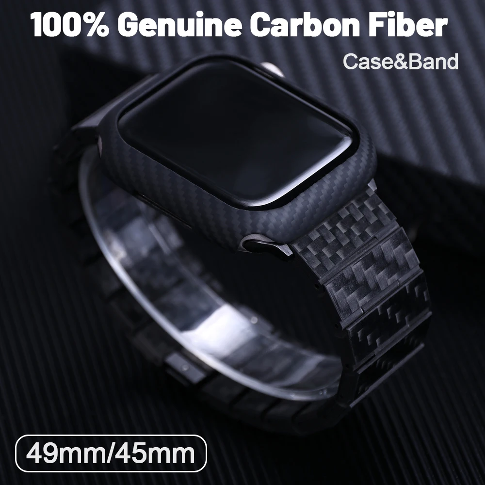Cinturino Per Custodia In Vera Fibra Di Carbonio Al 100% Di Lusso Per Apple Watch Ultra 49Mm Cover Per Cinturino Iwatch Series 9 8 7 45Mm Ultra Link B
