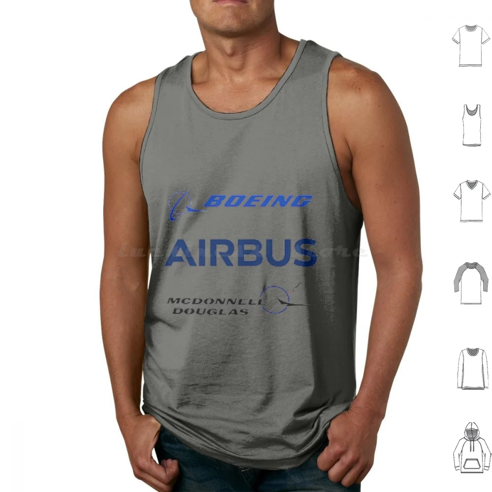 Boeing , Airbus , Mcdonnell Douglas Canotte Stampa Cotone Boeing Aviation Pilot Airbus 747 Aereo 737 777
