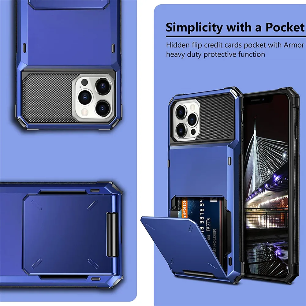 14 Pro Max For Iphone 14 Pro Max Case For Iphone 14Pro Max Card Holder Case Dual Layer Hard Cover For Iphone 14 13 12 11 Pro Max