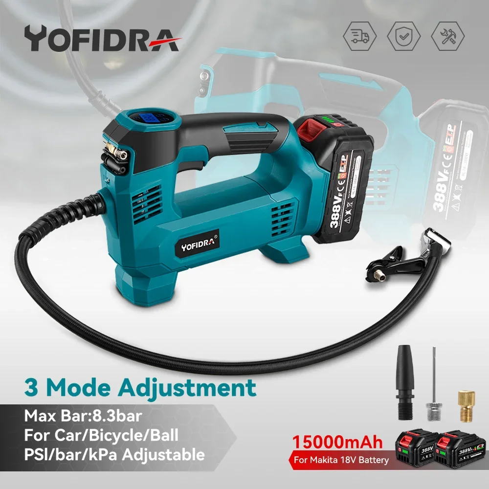 Yofidra Cordless Electric Air Pump Compressor Display A Led Strumento Pneumatico Per Moto Ricaricabile Per Batteria Makita 18V
