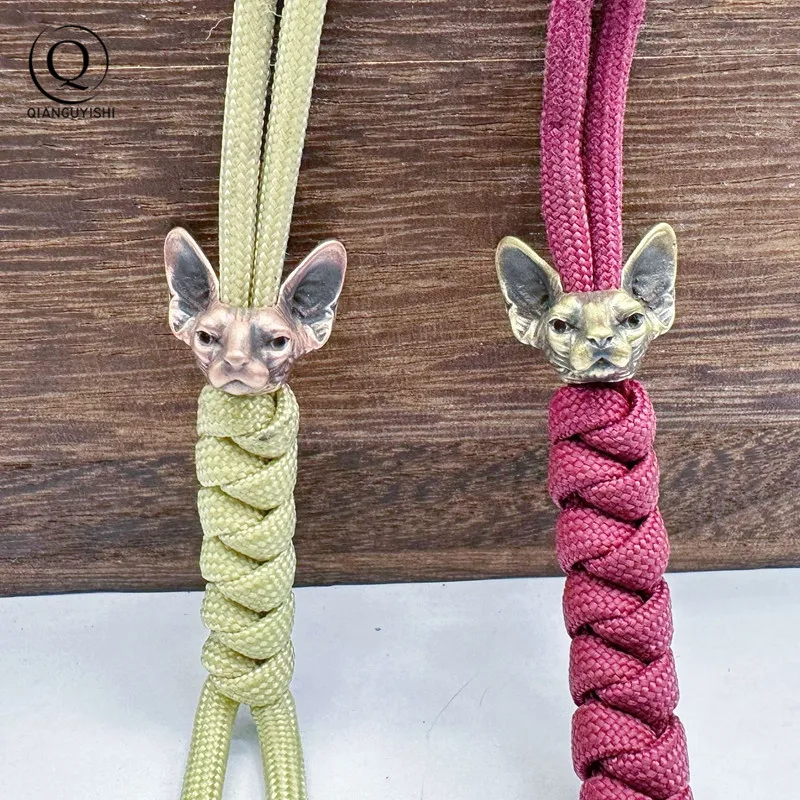 Canadese Hairless Cat Brass Knife Beads Outdoor Edc Ombrello Corda Pendenti Fai Da Te Paracord Bracciali Accessori Cordino Arazzi
