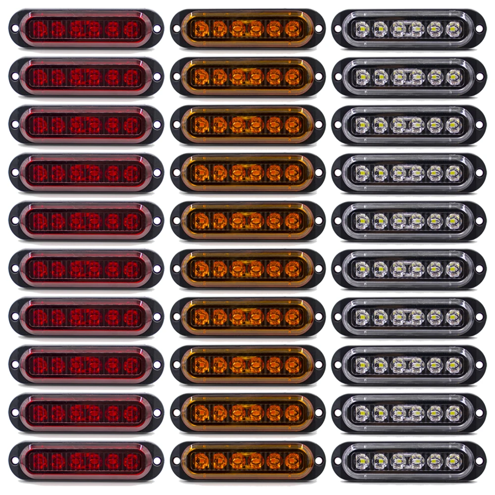 4/10Pcs 6 Led 12V -24V Indicatore Laterale Esterno Spia Spia Spia Indicatore Di Direzione Auto Camion Rimorchio Camper Camion Caravan