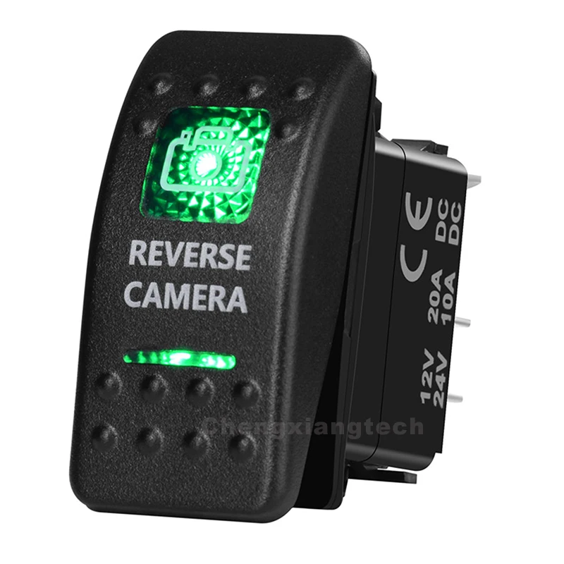 Telecamera Retromarcia 5 Pin On Off Interruttore A Bilanciere Retroilluminato A Led Verde Per Auto Barca Camion 12V 24V Spst Carling Contura Interrutt