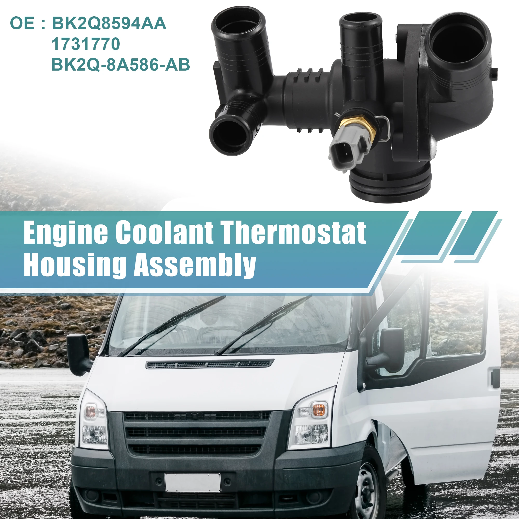 X Autohaux Auto Engine Cooler Termostato Housing Assembly Muslim/Bk2Q-8A586-Ab Per Ford Transit Custom Mk7/8 2.2 Tdci 2011