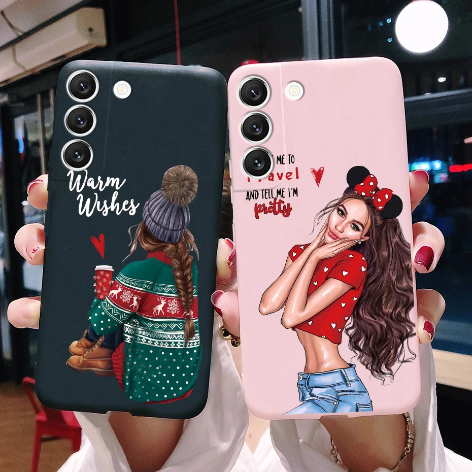 Per Samsung S22 5G Custodia Ultra Plus New Year Coffee Girl Cover Posteriore Morbida In Silicone Per Samsung Galaxy S22 Ultra S22 + S22Ultra Case
