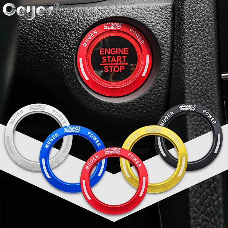 Ceyes Accessori Per Interni Auto Styling Accensione Start Pulsante Stop Ring Stickers Case Per Honda Mugen Logo Civic 2018 Cover