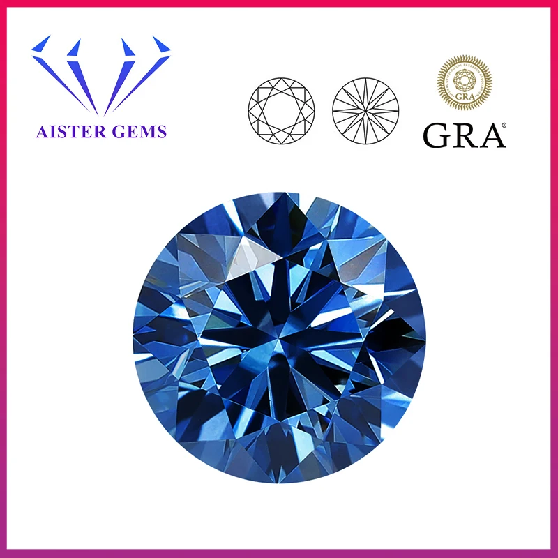 Natural Royal Blue Moissanite Stone Con Certificato 0.5-5.0Ct Round Cut Gra Certified Moissanita Loose Lab Diamond Pass Tester