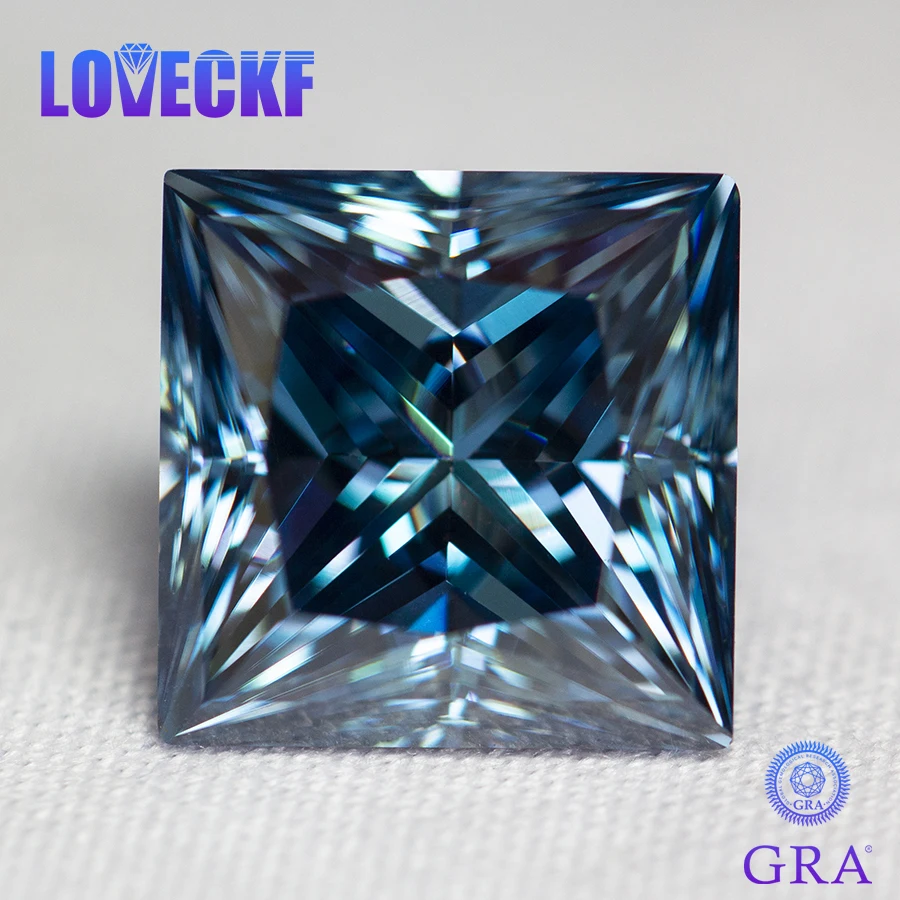 Princess Cut Sapphire Blue Moissanite Lab Diamonds Vvs1 Certified Moissanita Stone Tester Per Passaggio Positivo Con Certificato Gra