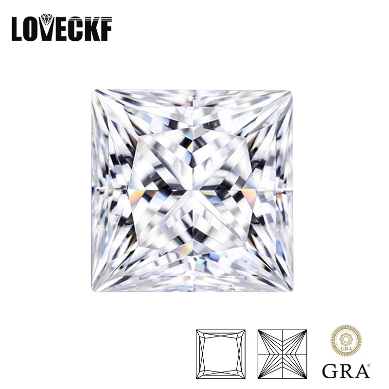 100% Real D Color Moissanite Stone Princess Cut Vvs1 Lab Diamond Gemstone Superato Diamond Test Con Rapporto Gra