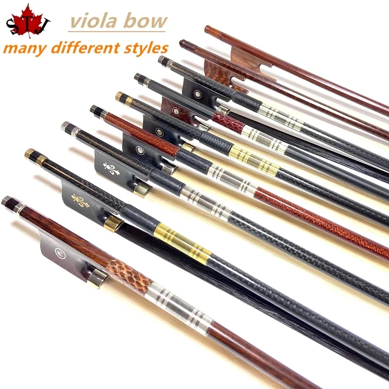 1 Pz New Light Black/Pernambuco/Snakewood Grid In Fibra Di Carbonio Plaid Stick Viola Bow,Natural Siberian Equiseto Crine