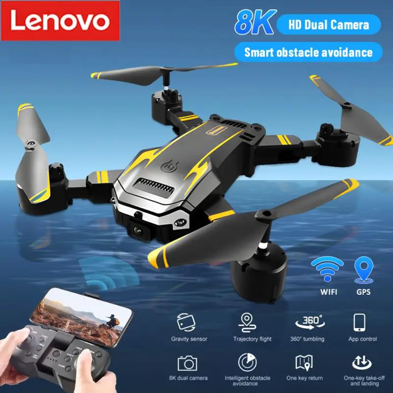 Lenovo 8K Gps Drone Dual Camera Fotografia Aerea Professionale Intelligente Evitamento Ostacoli Quadcopter Gps Rc Distanza 4800M