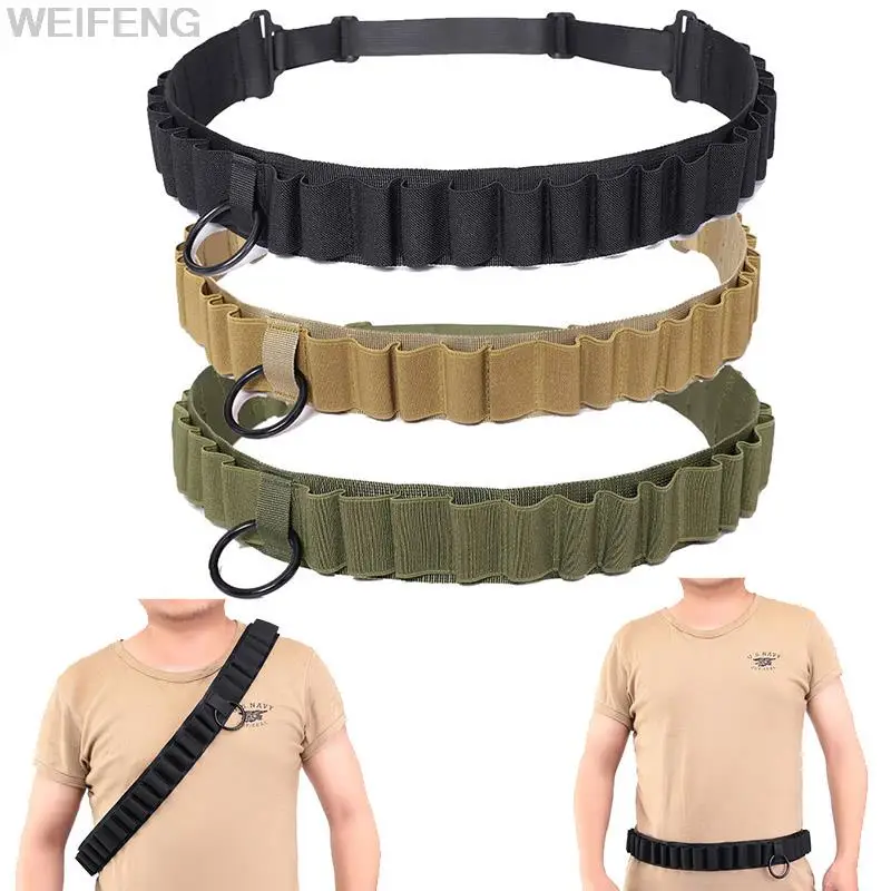 Tactical 25/26 Rounds Shotgun Bandolier Belt Regolabile Shotgun Shell Belt Carrier Airsoft 12 20 Gauge Ga Ammo Holder Pouch