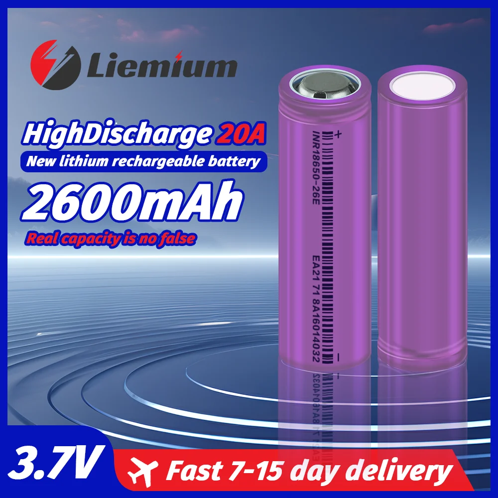 Nuova Batteria 18650 3.7V 2600Mah Max Scarica 20A 18650 Batterie Ricaricabili Al Litio Per Torcia Elettrica Bicicletta