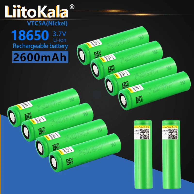 10Pcs Liitokala 18650 Muslimate High Drain 40A 3.7V Batteria Ricaricabile Agli Ioni Di Litio Per Torcia Elettrica Utensili Elettrici Torcia Frontale