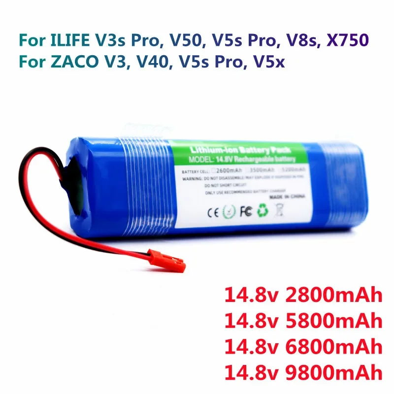 2023 Nuovo Echte 14,8 V 6800Mah 18650 Batterie Al Litio Fur Ilife V3S Pro, V50, V5Spro, V8S, X750 Roboter-Staubsauger Batterie