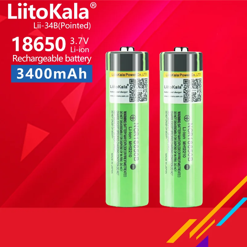 1-30 Pz Liitokala 34B-Jt 18650 3400Mah Ncr18650B 3.7V 18650 Batteria Al Litio Ricaricabile Per Batterie Torcia (Senza Pcb)