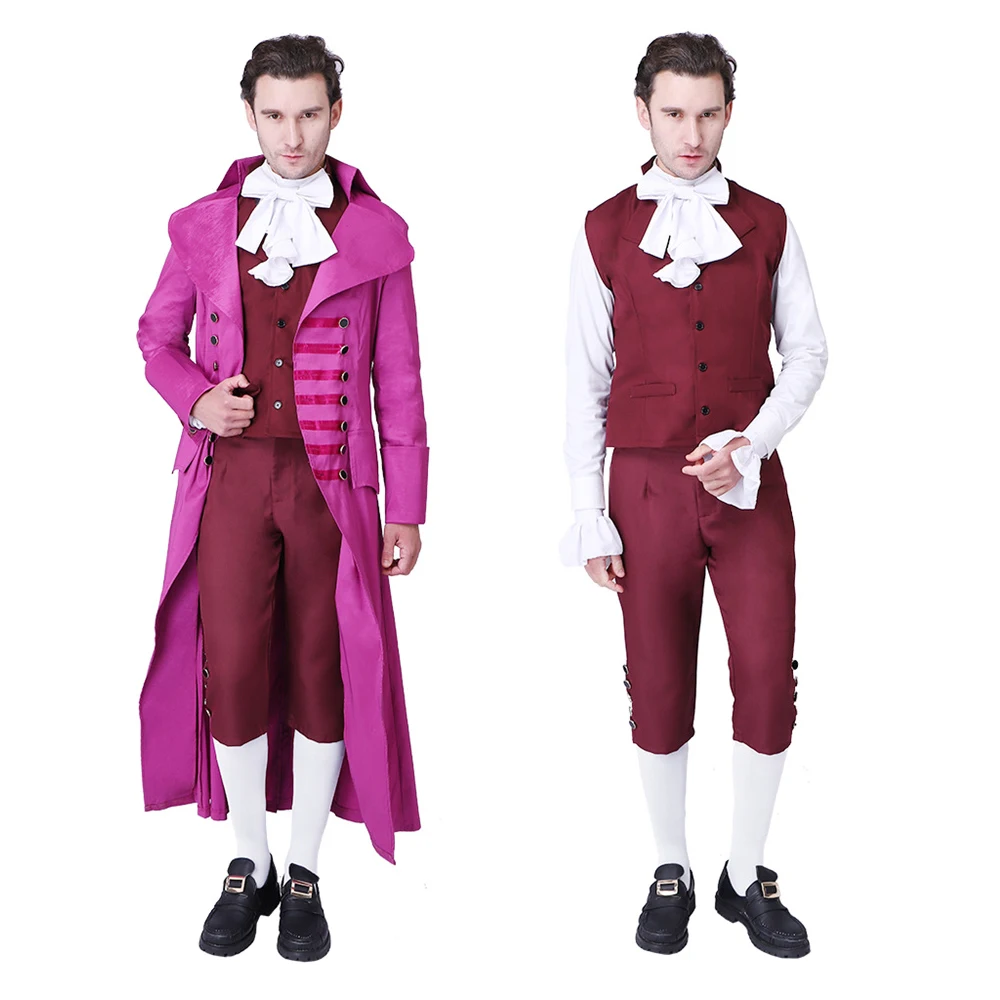 Costume Militare Hamilton Uomo Medievale Vittoriano Soldato Coloniale Uniforme Set Completo Spettacolo Teatrale Musicale Matrimonio Abiti Rossi