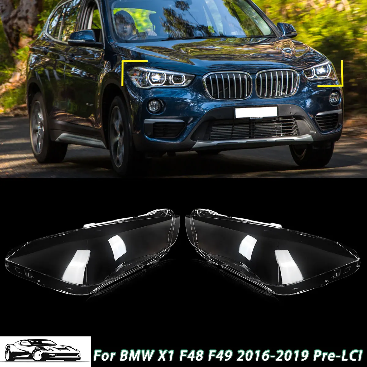 Sostituzione Per Bmw X1 F48 F49 2016-2019 Coppia Copriobiettivo Faro Anteriore