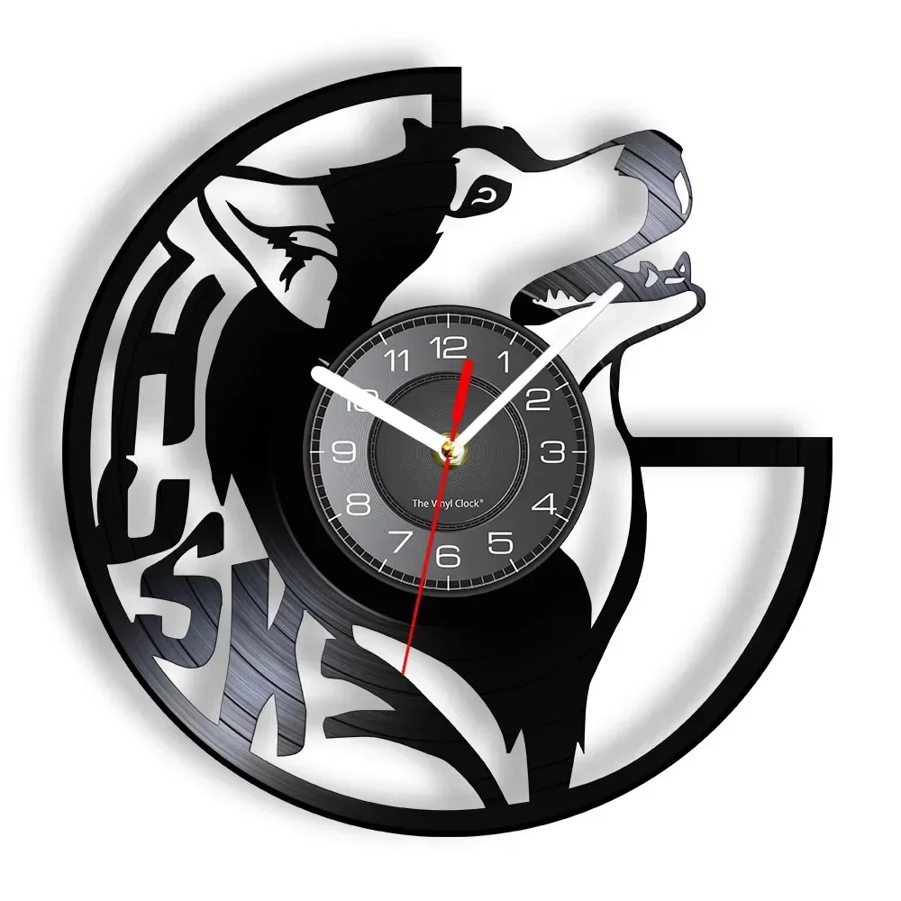Siberian Husky Dog Vinyl Record Orologio Da Parete Arctic Sled Dog Home Decor Razza Pet Art Huskie Nice Watch Gift For Dog Lovers