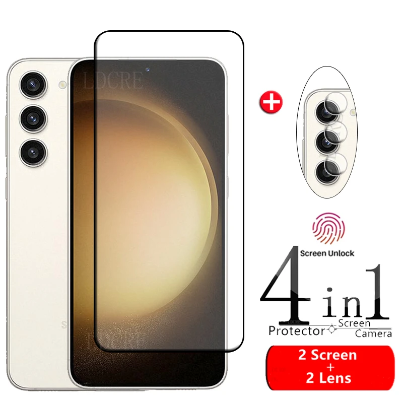 4-In-1 Per Samsung Galaxy S23 Glass Per Samsung S23 Plus Glass Full Cover Screen Protector Samsung S21 S22 S23 Plus Lens Glass