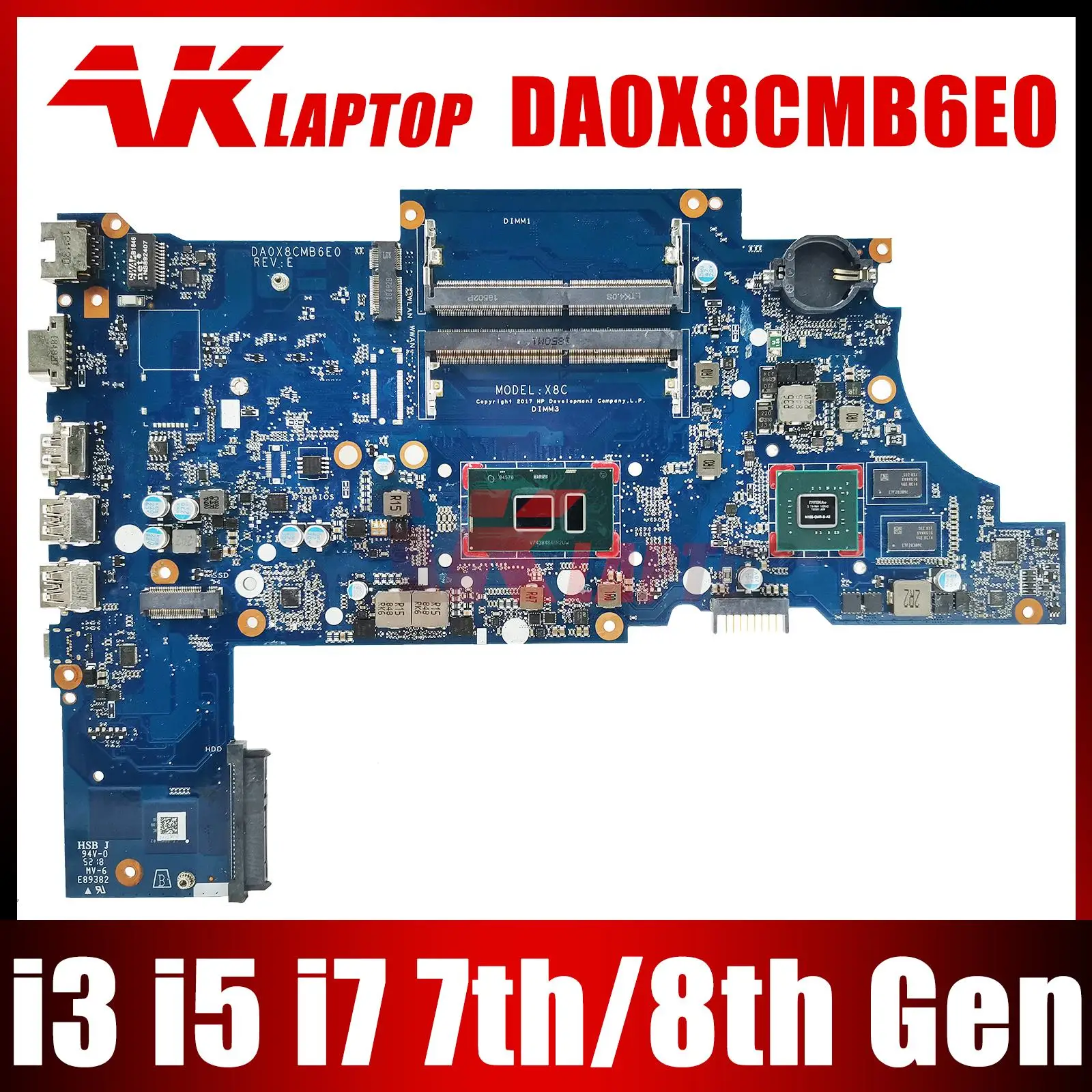Scheda Madre Muslimex Per Scheda Madre Per Laptop Hp Probook 450 G5 Con Cpu 3865U I3 I5 I7 7Th Gen 8Th Gen V2G Gpu