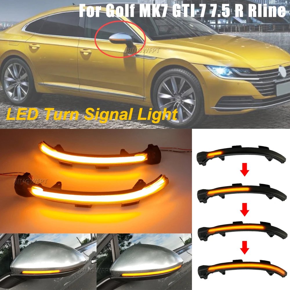 Led Dynamic Turn Signal Blinker Sequenziale Side Mirror Indicatori Di Direzione Per Vw Golf 7 Gti R Gte Gtd Mk7.5 13-19 Touran Jetta Mk7