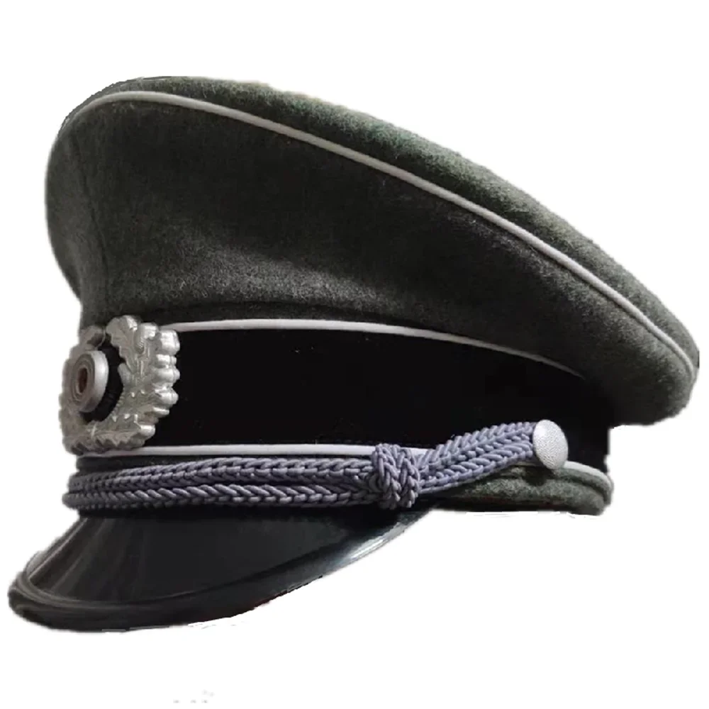 Wii German Wehrmacht Elite Land Force Army Officer Berretto Di Lana Cappello Militare Grigio Di Alta Qualità Distintivo In Metallo Per Cosplay Di Hall