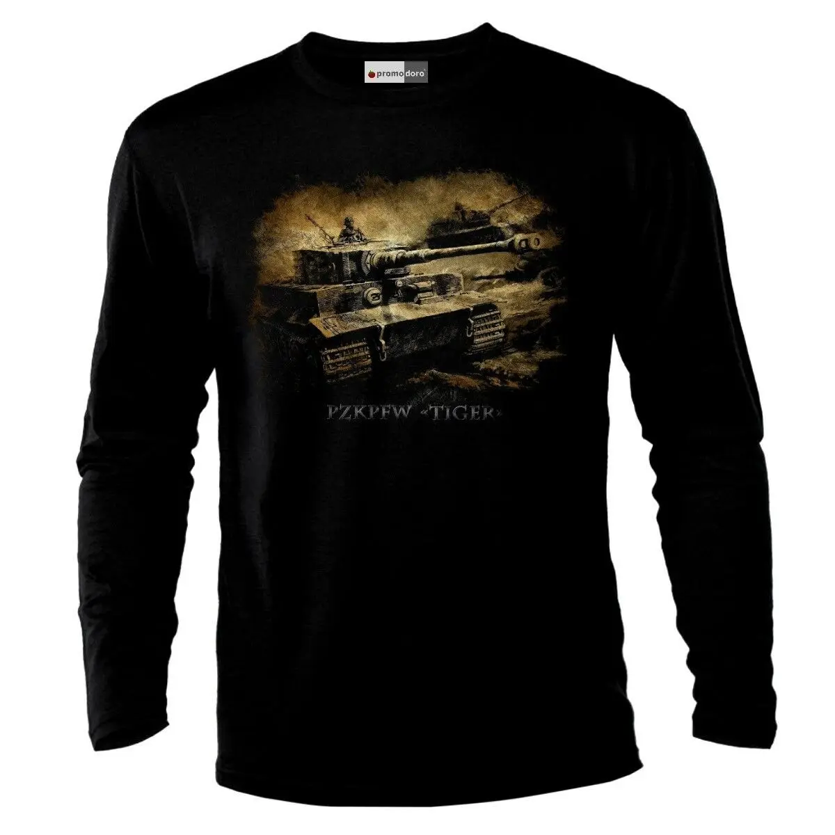 T-Shirt Divertente Da Uomo A Manica Lunga Tiger Tank German Army Panzer Ww2 (Macht