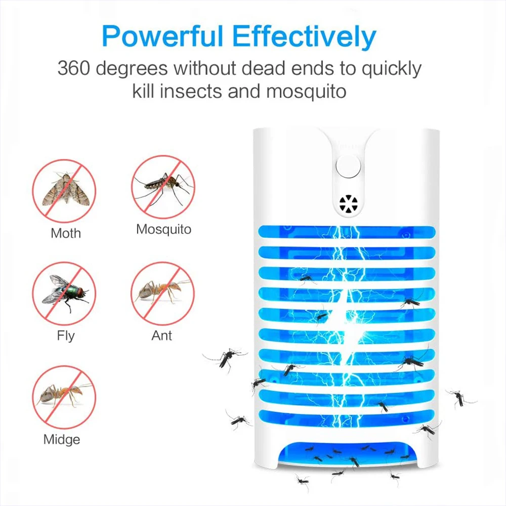 Presa Multifunzionale Lampada Antizanzare Uv Shock Elettrico Zanzara Killing Moth Killing Trap Lamp Eu/Us/Uk Plug
