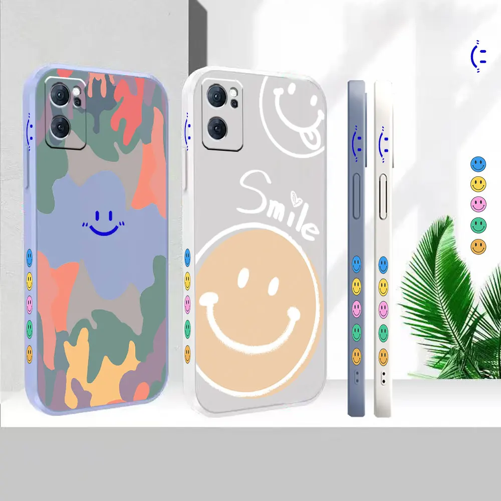 Custodia In Silicone Liquido Per Oppo Reno 9 8 7 7Se 6 5 4 4Se 3 Pro Plus 4G 5G Cover Vogue Luxury Ice Cream Smile Face Color Fundas