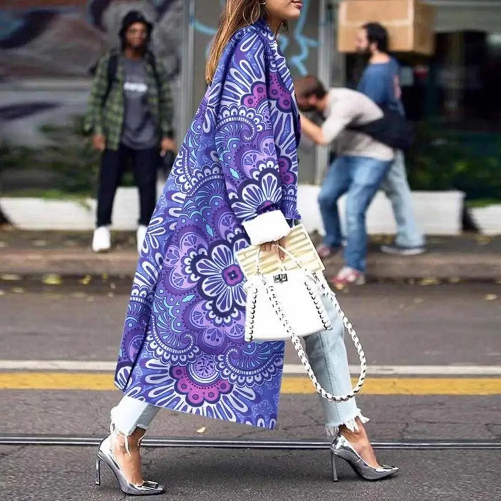 Trench Autunnale Trench Da Donna Stampato Vogue Femminile Trench Lungo Giacca A Vento Trench Casual Streetwear Abbigliamento Donna