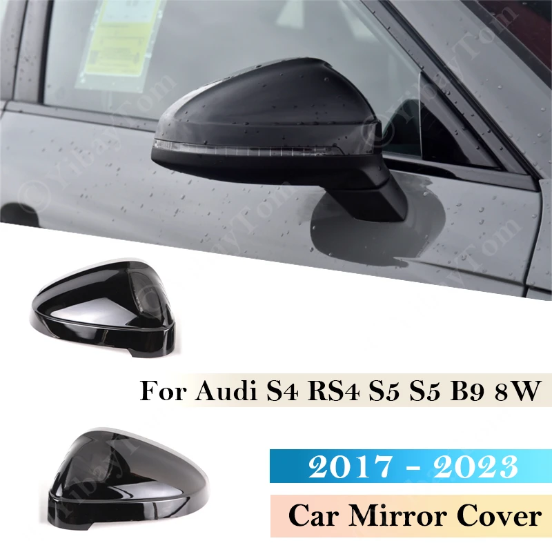 Silver Black Carbon Pattern For Audi A5 2016 - 2023 A4 S4 Rs4 S5 Rs5 B9 8W  Rear View Side Wing Mirror Caps Car Accessories 2018