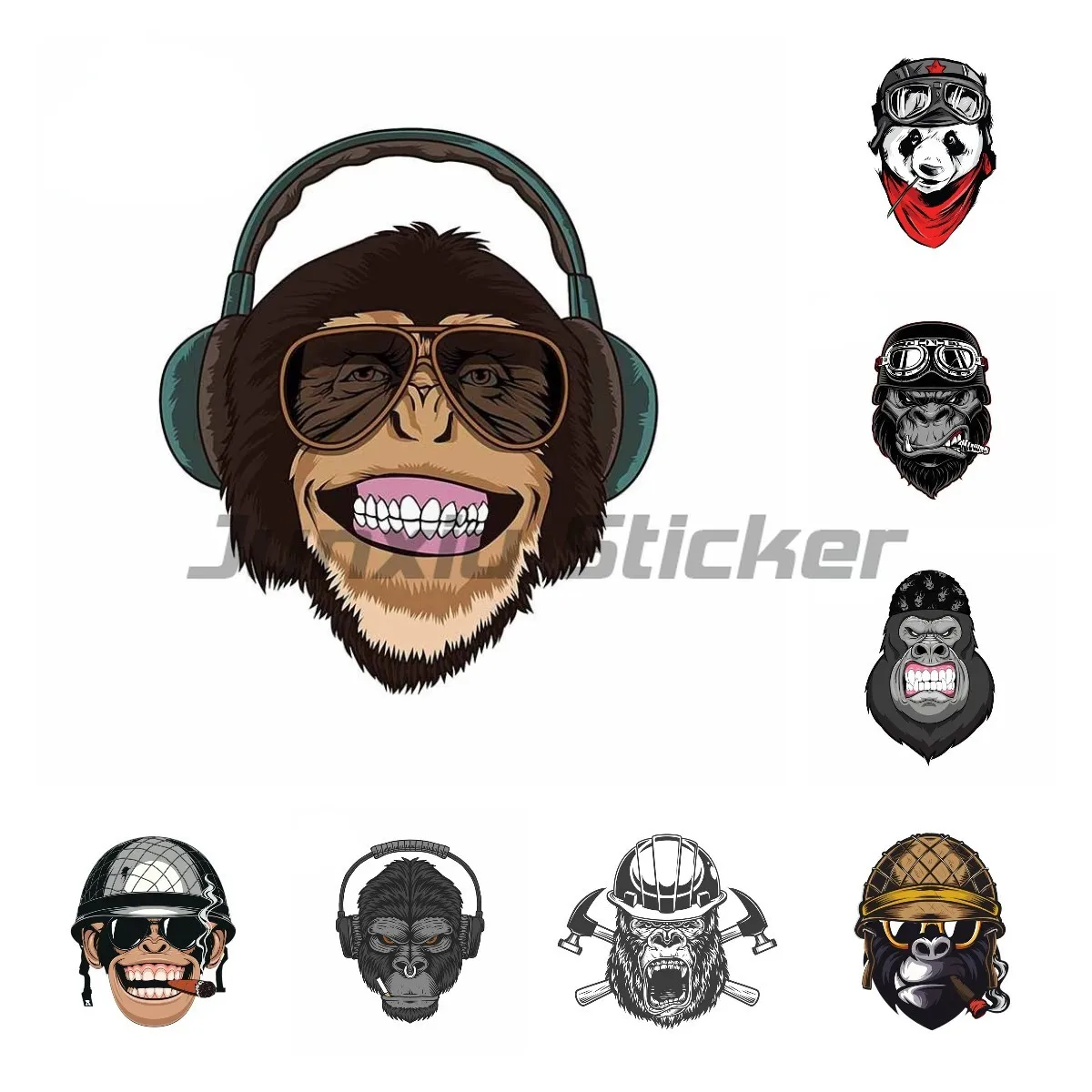 Gorilla Biker Cartoon Car Stickers Casco Moto Protezione Solare Vinile Jdm Bumper Trunk Truck Graphics