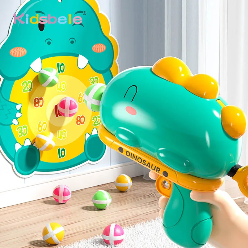 Dinosauro Sticky Ball Lancio Giocattolo Set Tiro Palla Pistola Dart Board Target Soft Bullet Outdoor Indoor Game Girl Boy Regalo Di Compleanno