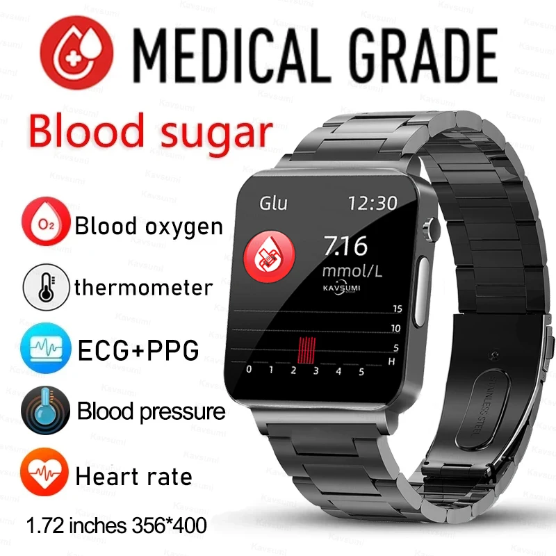 2023 New Blood Glucose Smart Watch Men Ecg Monitor Pressione Sanguigna Temperatura Corporea Sport Impermeabile Fitness Tracker Smartwatch