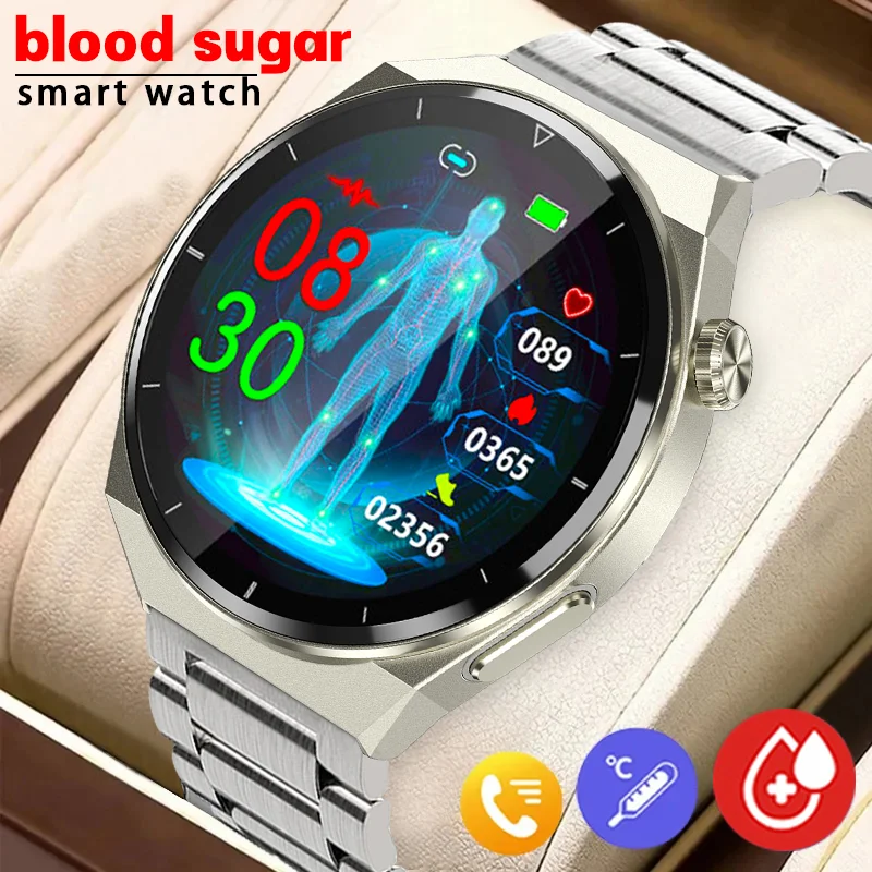 2024 New Blood Glucose Smart Watch Men Ecg Monitor Pressione Sanguigna Temperatura Corporea Sport Impermeabile Fitness Tracker Smartwatch