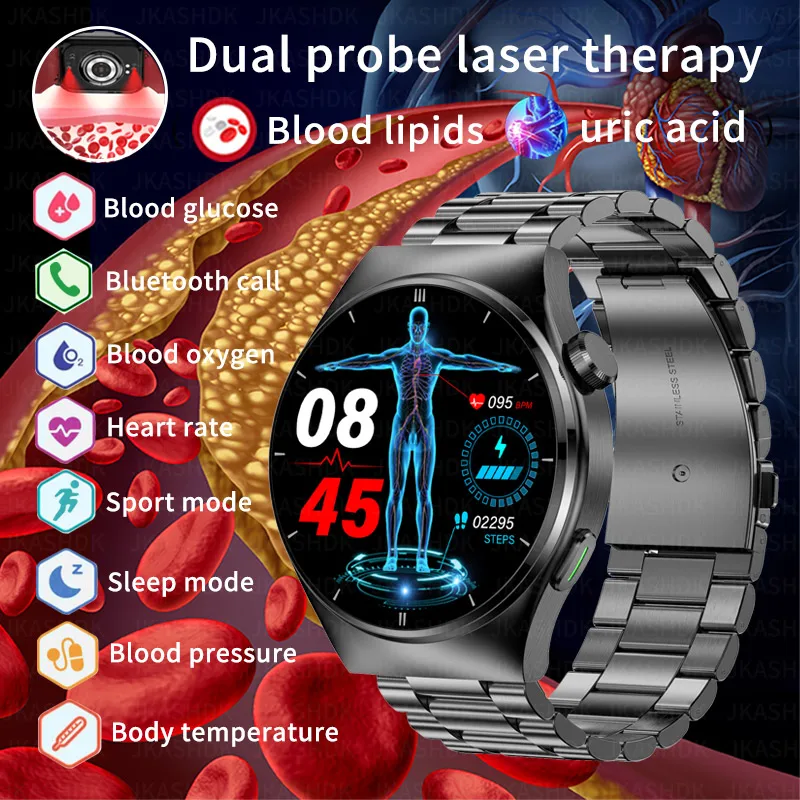 Laser Therapy Health Smart Watch Acido Urico Blood Sugar Watch Smart Bluetooth Call Blood Lipid Blood Pressure Monitor Smartwatch
