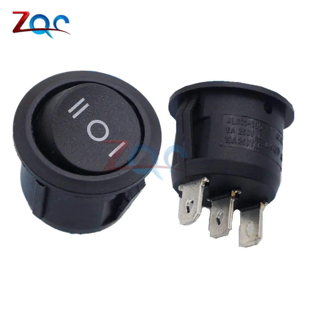 5Pcs Mini Round Black 3 Spille Spdt On-Off-On Interruttore A Bilanciere Snap-In Car Boat Toggle