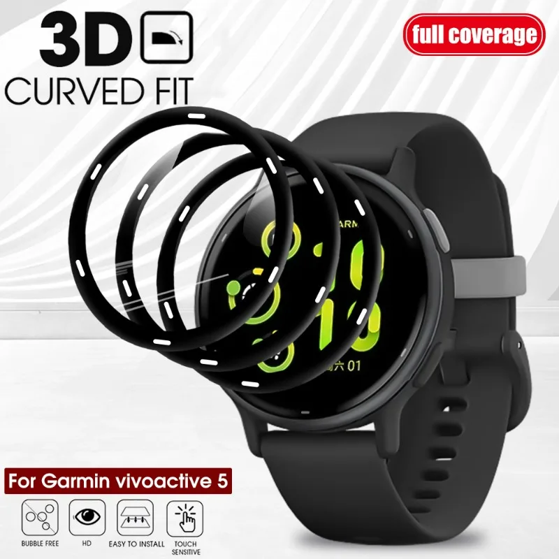 Pellicola Salvaschermo Per Garmin Vivo Active 5 Pellicola Protettiva Curva 3D Per Accessori Per Orologi Garmin Pellicola Smartwatch Trasparente Non Ve
