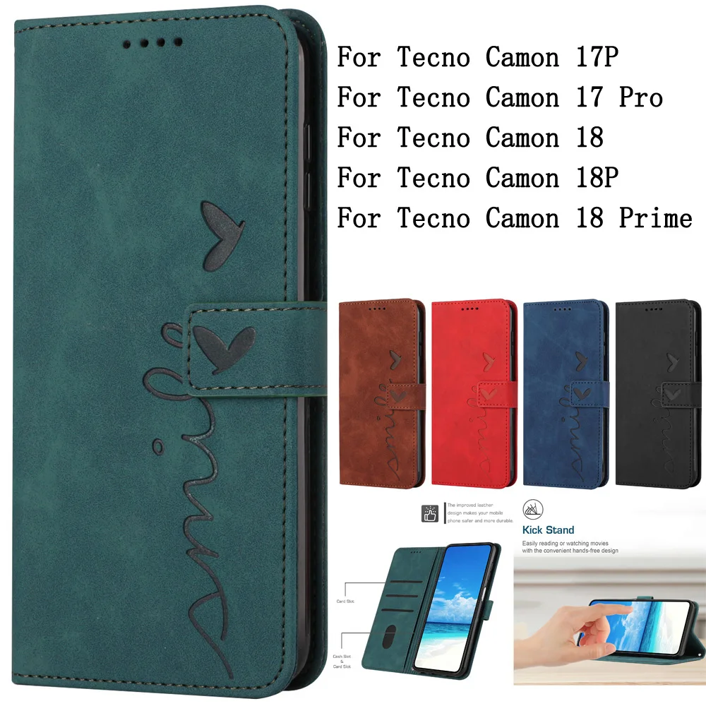 Sunjolly Mobile Phone Cases Covers For Tecno Camon 17 17P 18 18P Pro Prime Case Cover Coque Flip Wallet For Tecno Camon 18 Case