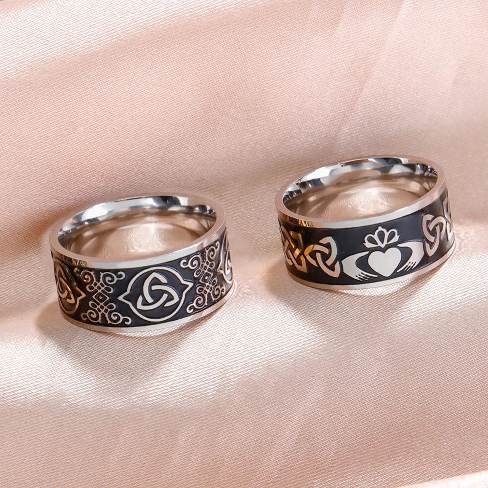 Dadapara Retro Vintage Celtics Knot Claddagh Ring Triquetra Trinity Irish Amuleto Fede Nuziale In Acciaio Inossidabile Gioielli Da Donna