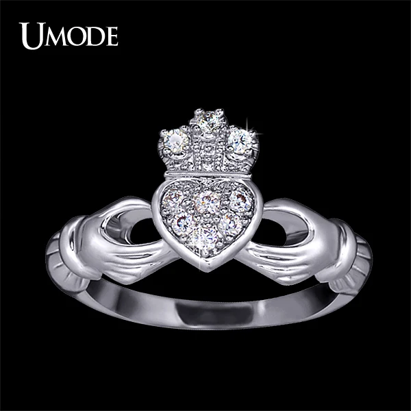 Umode Disegno Di Amore Del Cuore Corona A Mano Cuore Clah-Duh Claddagh Anelli Per Le Donne Regalo Di Natale Anel Moda Bague Ur0127