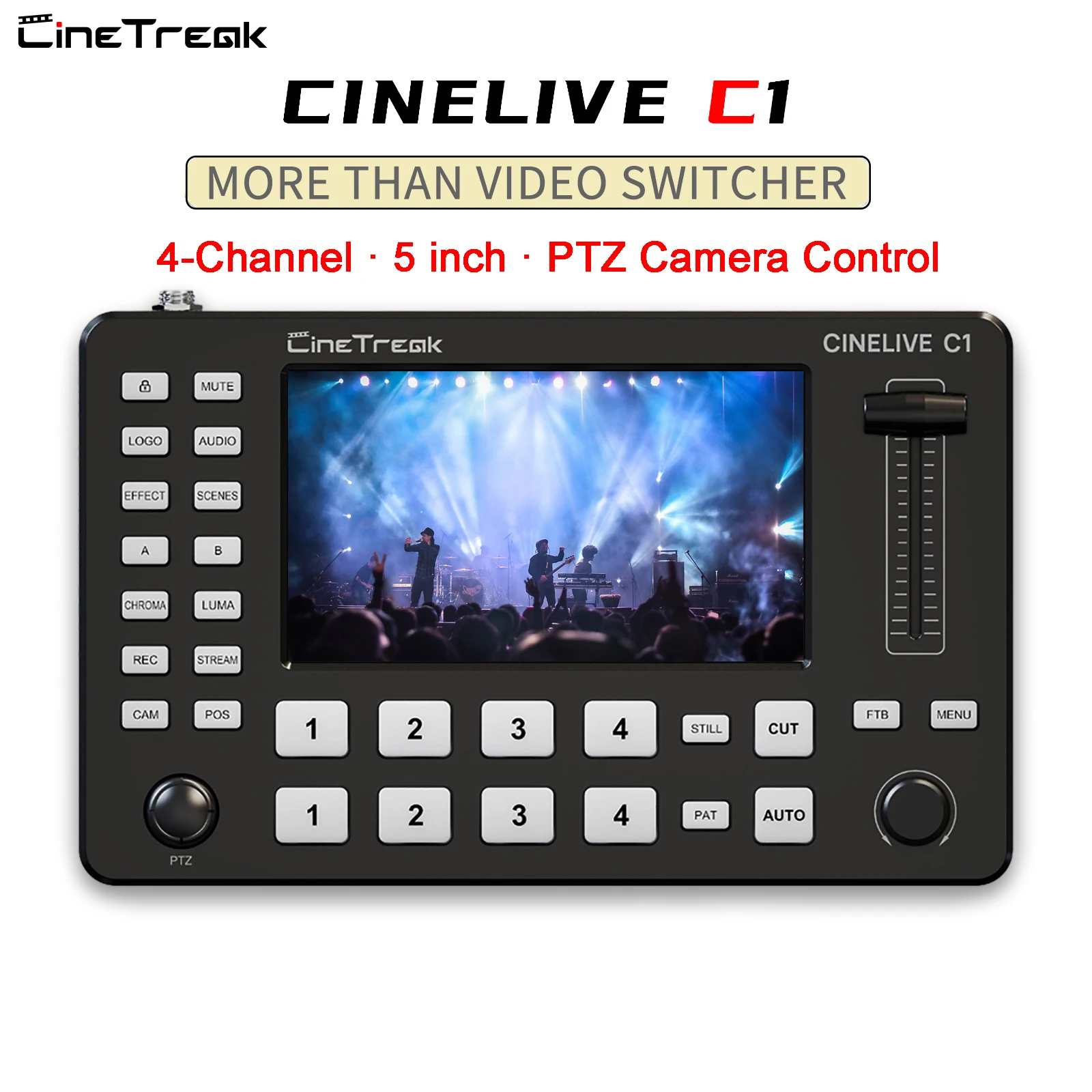 Videotitcher Cinetreak Cinelive C1 All In 1 Mixer Video Streaming Live Multi Formato 4-Ch Schermo Lcd Fhd Vs Bmd Mini Minipro