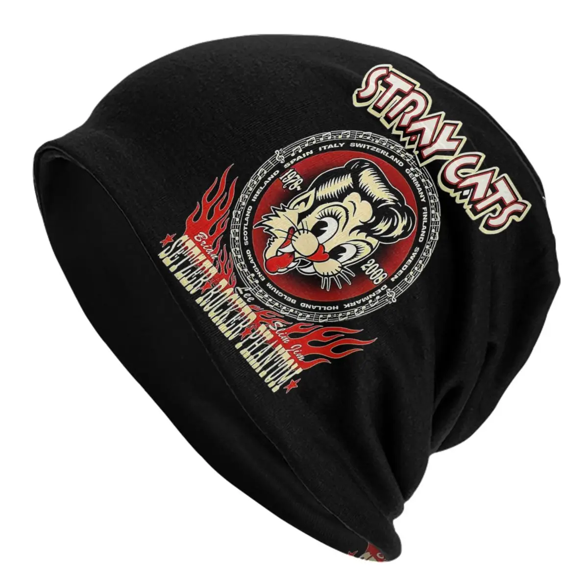 Vintage Stray Cats Rock Band American Bonnet Hats Hip Hop Outdoor Stray Cats Skullies Berretti Cappello Spring Multifunzione Caps