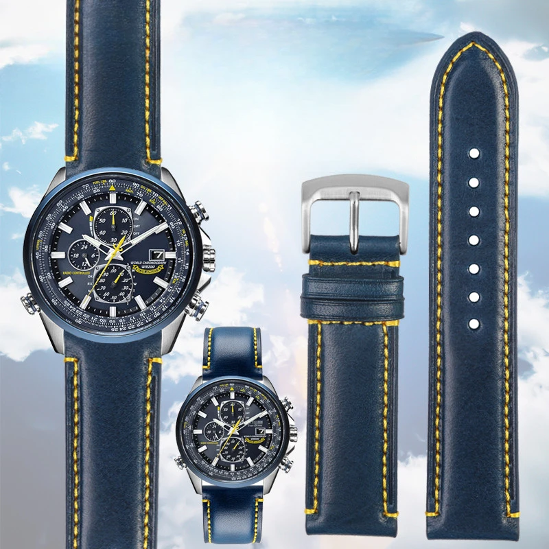 Per Citizen Blue Angel Generation At8020 Di Seconda Generazione Jy8078 Air Eagle Vera Pelle Sostituire Il Cinturino Originale 22 23Mm