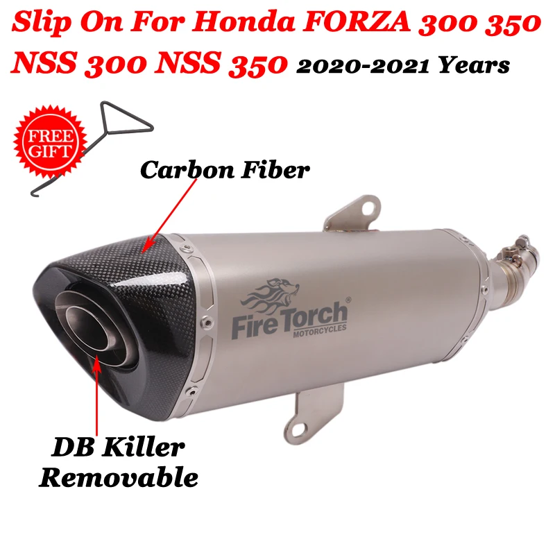 Slip On Per Honda Forza 300 Forza 350 Nss 300 Nss350 2020 - 2021 Silenziatore Di Scarico In Fibra Di Carbonio Per Moto Mid Link Pipe Db Killer