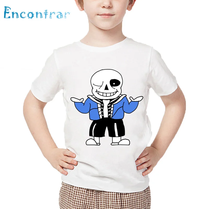 Bambini Skull Brother Undertale Sans Design T Shirt Bambini Summer White Tops Ragazzi E Ragazze Cartoon Funny T-Shirt