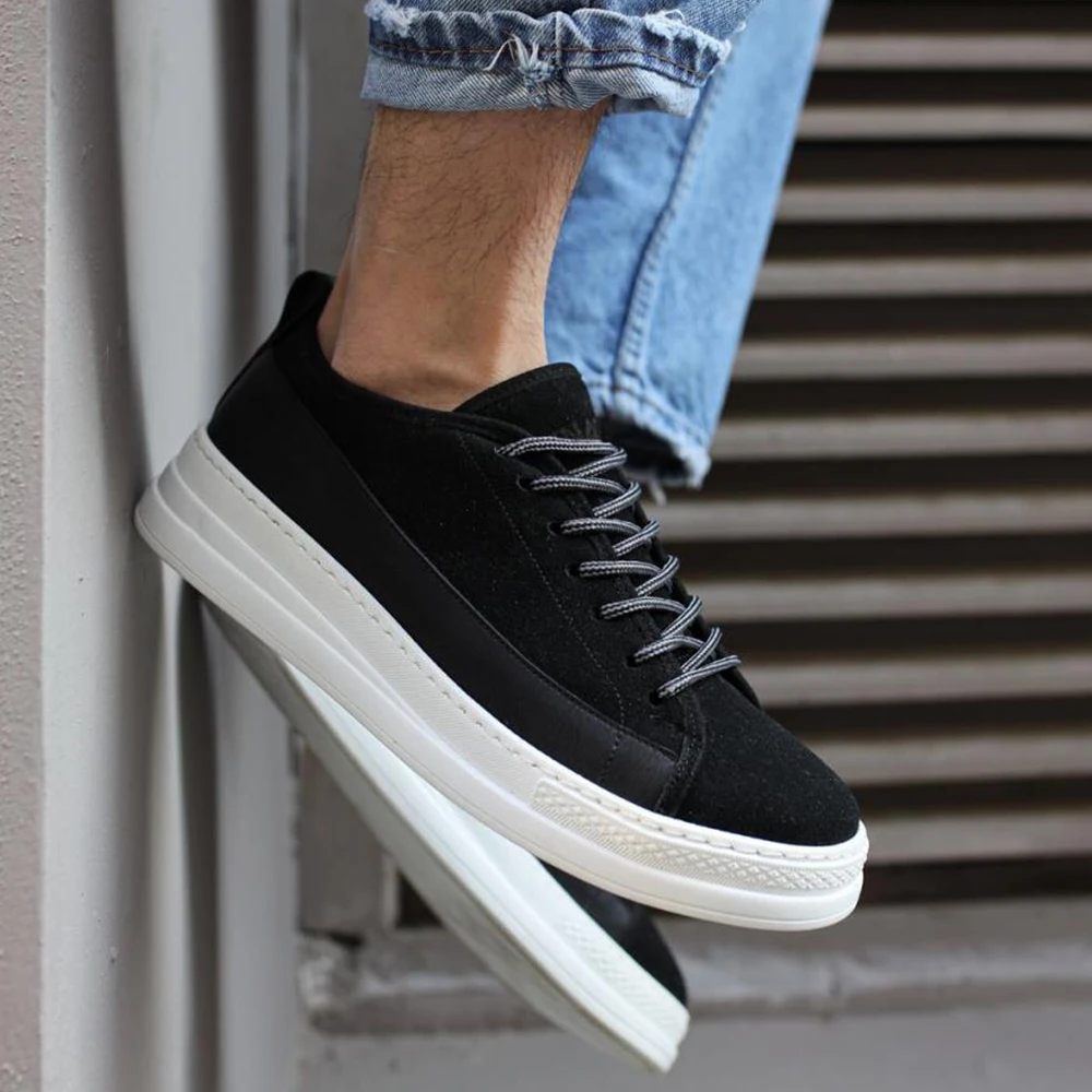 Knack Sneakers Ayakkabı 010 Siyah Süet (Beyaz Taban) Model Şık Tasarım  Men'S Shoes Men'S Sports Shoes New Model Shoes Casual Sh